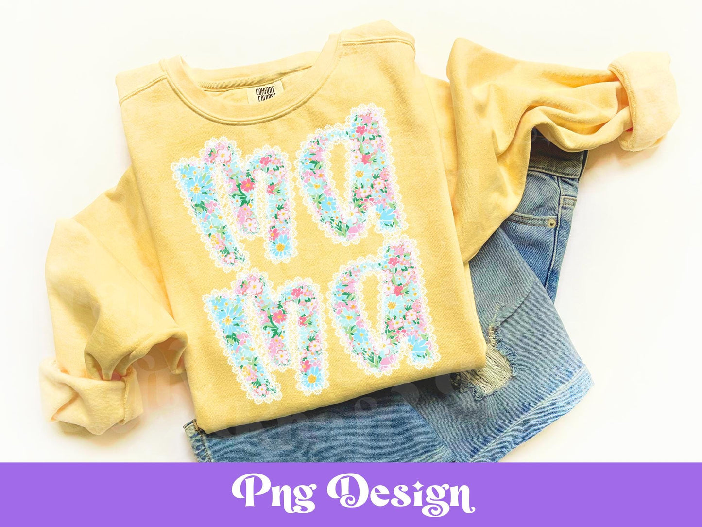 Floral Mama Lace PNG: Shirt Design, Sublimation (Digital File)