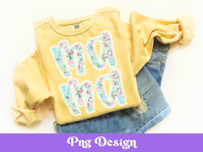 Floral Mama Lace PNG: Shirt Design, Sublimation (Digital File)