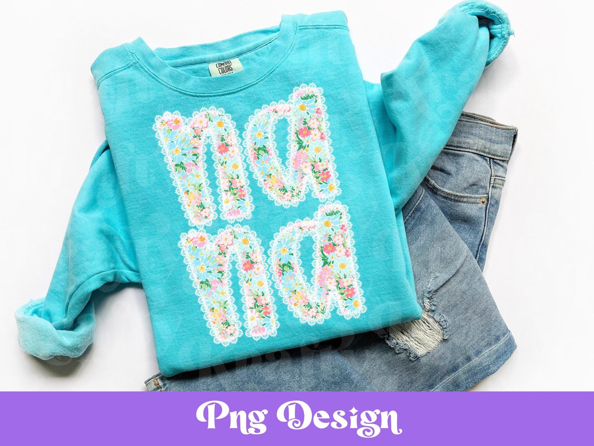 Floral Nana Lace PNG: Shirt Design Sublimation (Digital File)