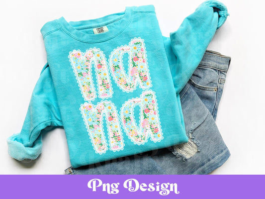 Floral Nana Lace PNG: Shirt Design Sublimation (Digital File)