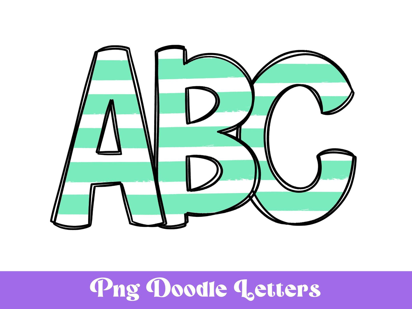 Striped Doodle Alphabet Clipart, Sublimation Letter Set, Hand Drawn, Digital Alphabet, Summer Spring