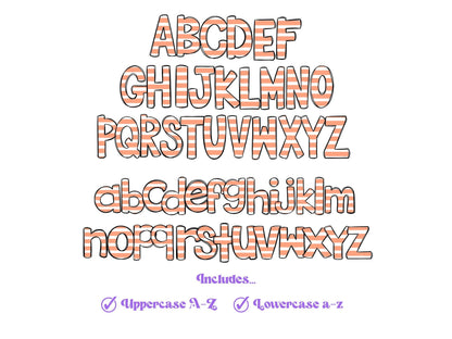 Striped Doodle Alphabet Clipart, Sublimation Letter Set, Hand Drawn, Digital Alphabet, Summer Spring