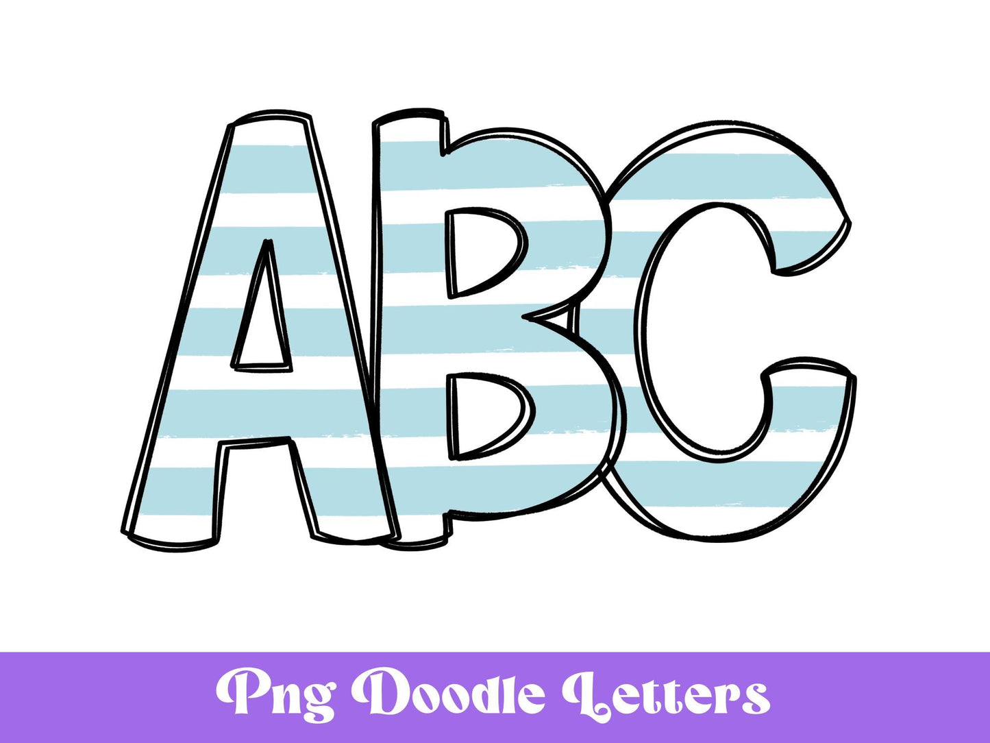 Striped Doodle Alphabet Clipart, Sublimation Letter Set, Hand Drawn, Digital Alphabet, Summer Spring