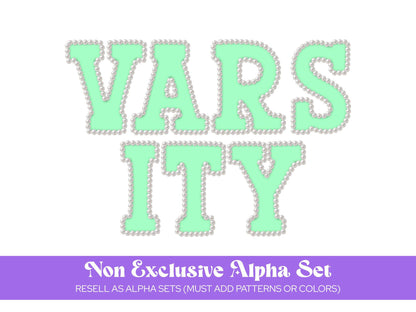 Varsity Pearl Alphabet Sublimation Letters: Commercial Use DIY PNG