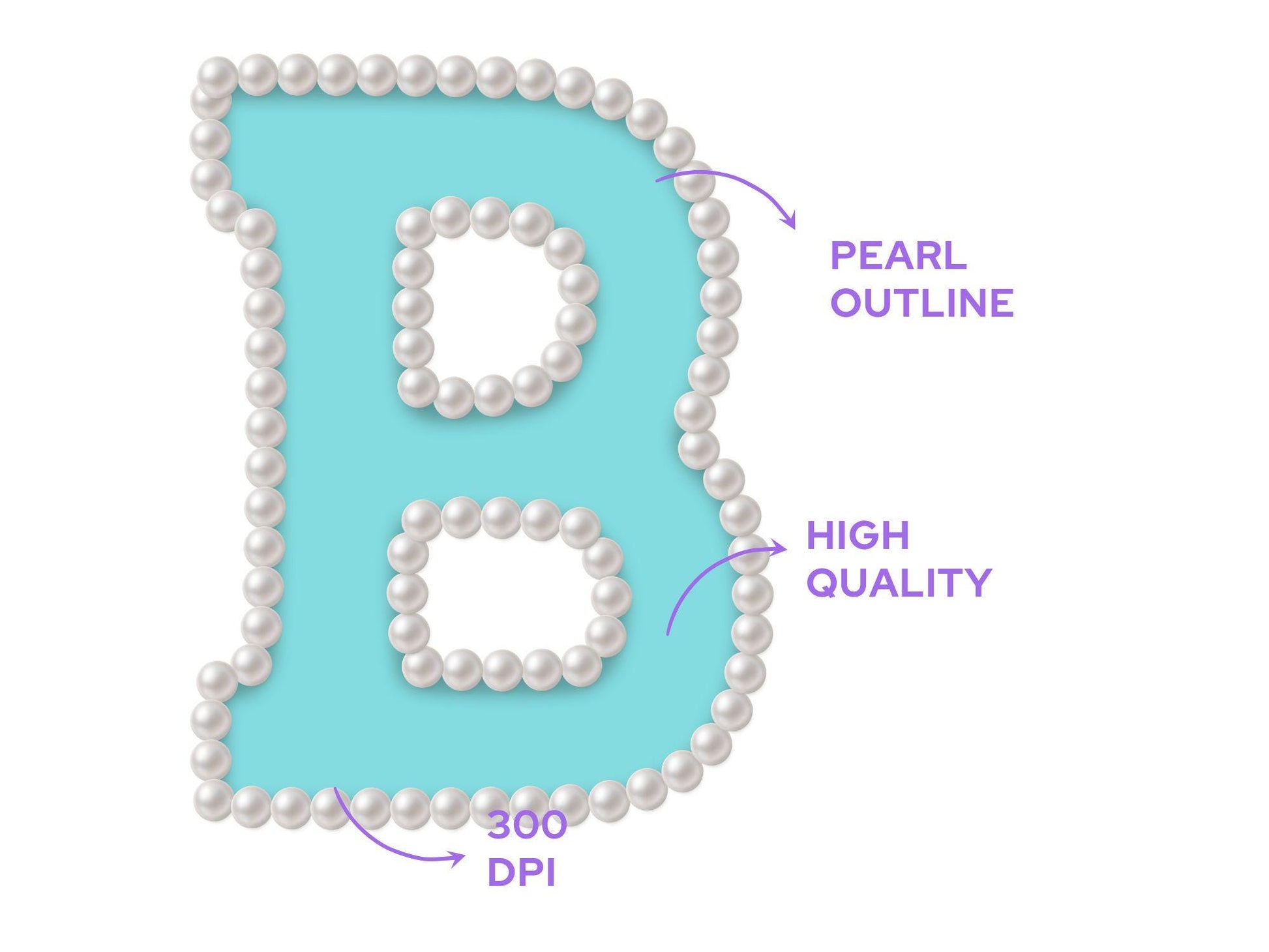 Pearl Alphabet Clipart: Hand-Drawn Doodle Letter Set (Digital File, PNG, Commercial Use Allowed)