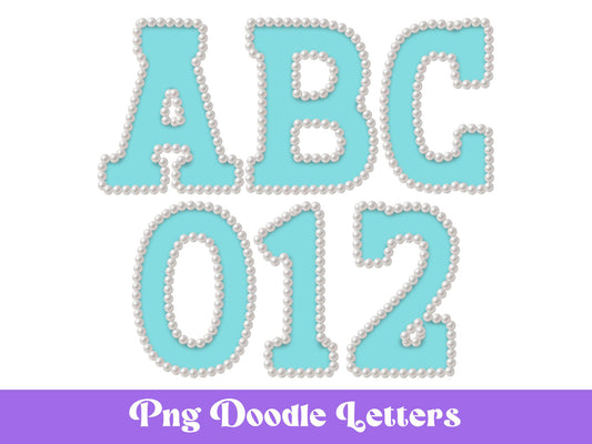 Pearl Alphabet Clipart: Hand-Drawn Doodle Letter Set (Digital File, PNG, Commercial Use Allowed)