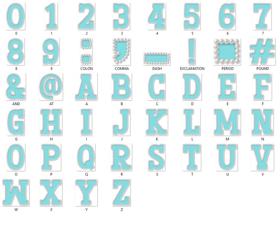 Pearl Alphabet Clipart: Hand-Drawn Doodle Letter Set (Digital File, PNG, Commercial Use Allowed)