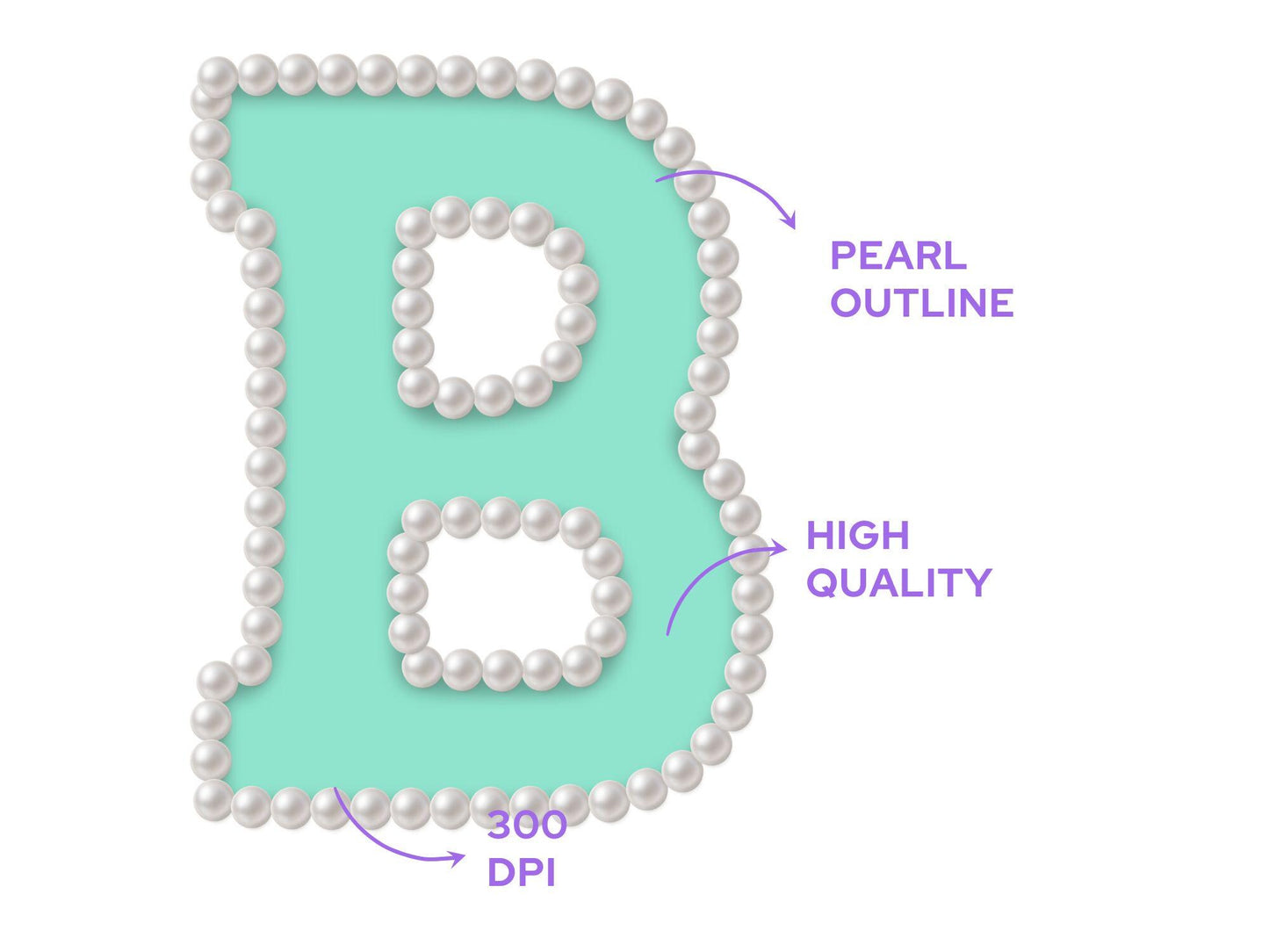 Pearl Alphabet Clipart: Hand-Drawn Doodle Letter Set (Digital File, PNG, Commercial Use Allowed)