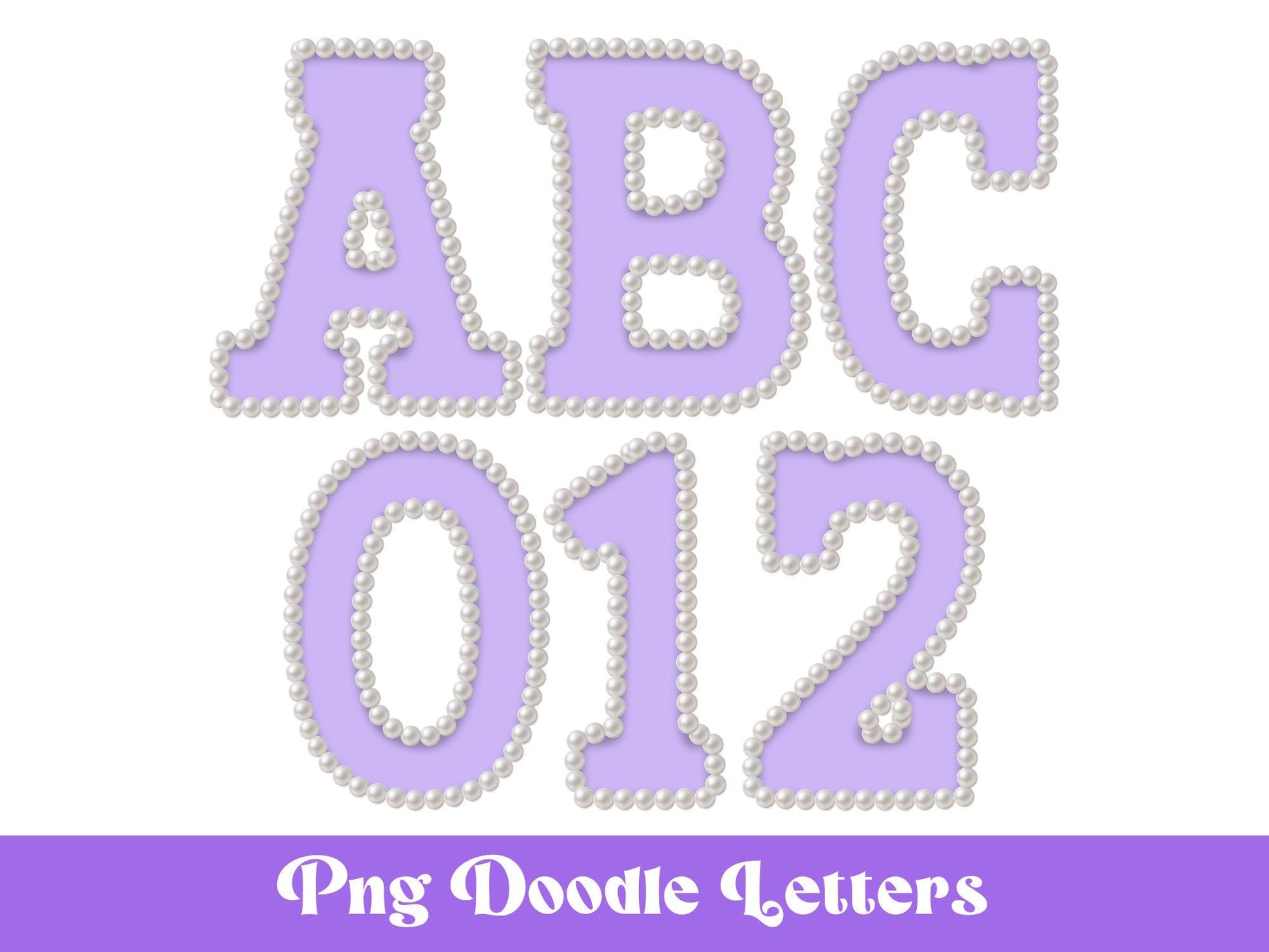 Pearl Alphabet Clipart: Hand-Drawn Doodle Letter Set (Digital File)