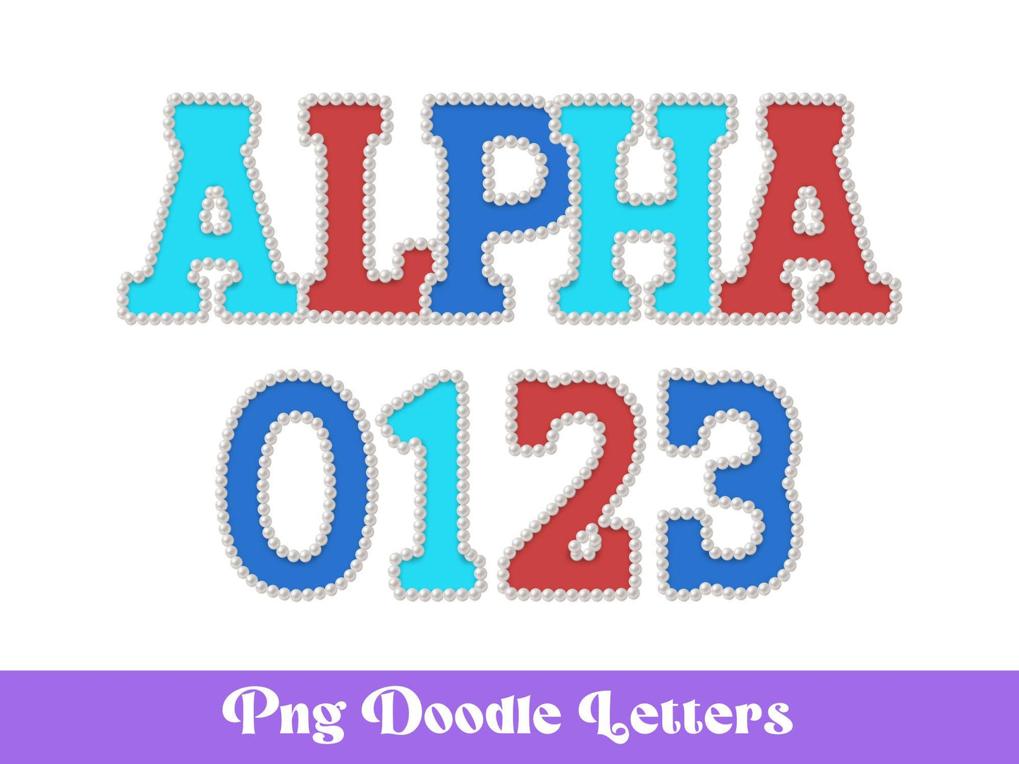 Pearl Alphabet Clipart: Hand-Drawn Doodle Letter Set (Digital Download, PNG Files)