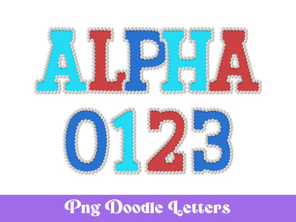 Pearl Alphabet Clipart: Hand-Drawn Doodle Letter Set (Digital Download, PNG Files)