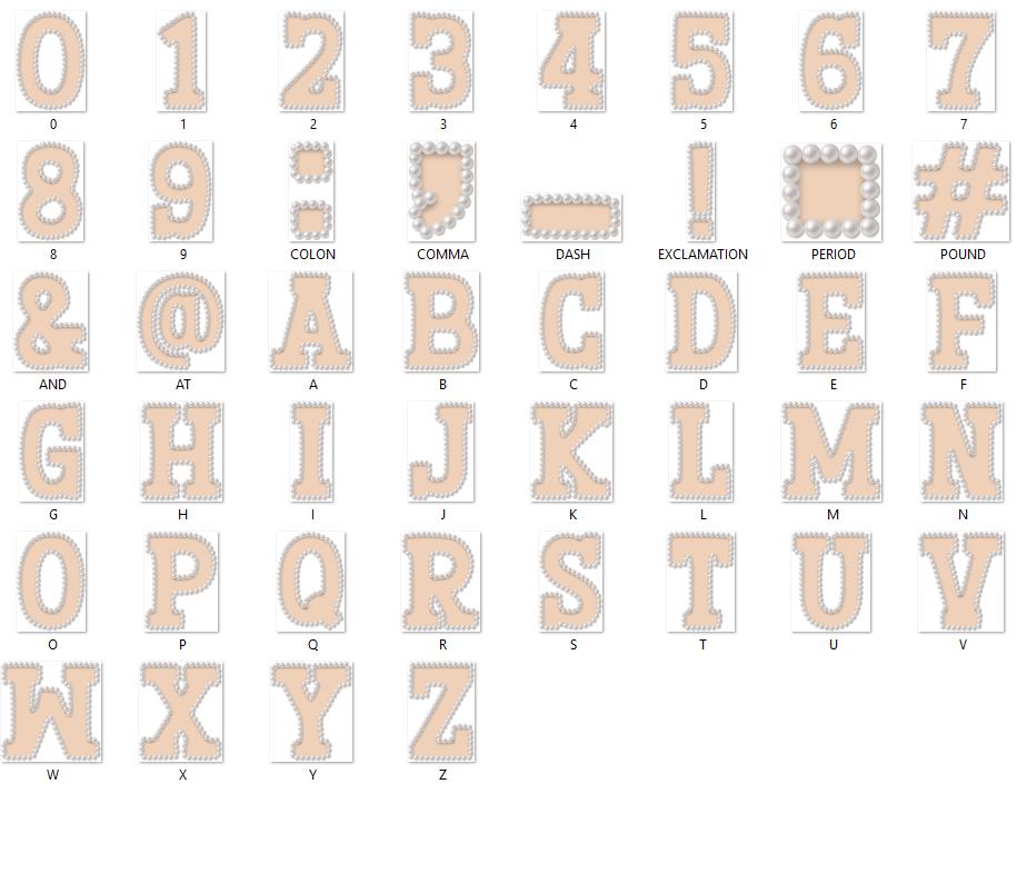 Pearl Alphabet Clipart: Hand-Drawn Doodle Letter Set (Digital File, PNG, Commercial Use Allowed)