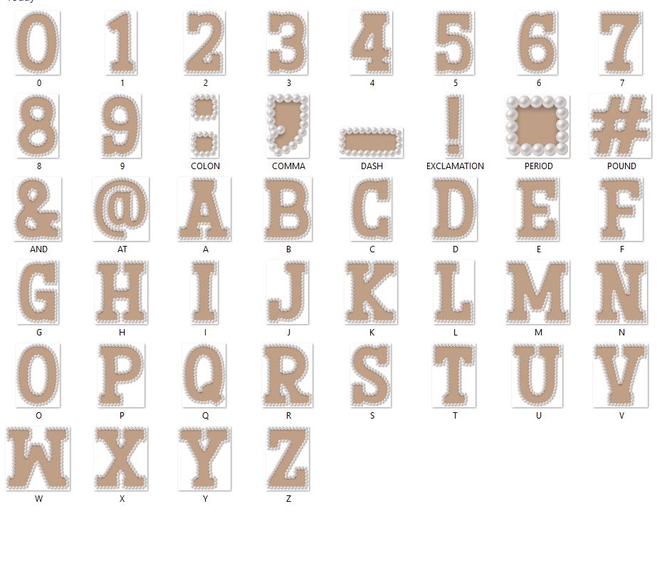 Pearl Alphabet Clipart: Hand-Drawn Doodle Letter Set (Digital File, PNG, Commercial Use Allowed)