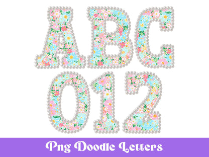 Watercolor Floral Alphabet Clipart: Pearl Alpha Set (Digital Download PNG Files)