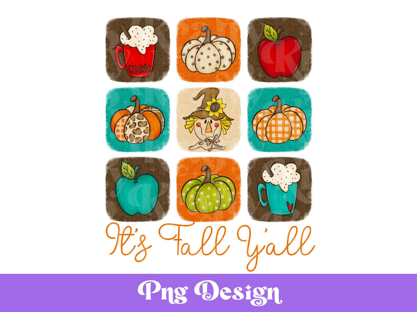Fall Checkered PNG Design: Thanksgiving Clipart (Digital Download)