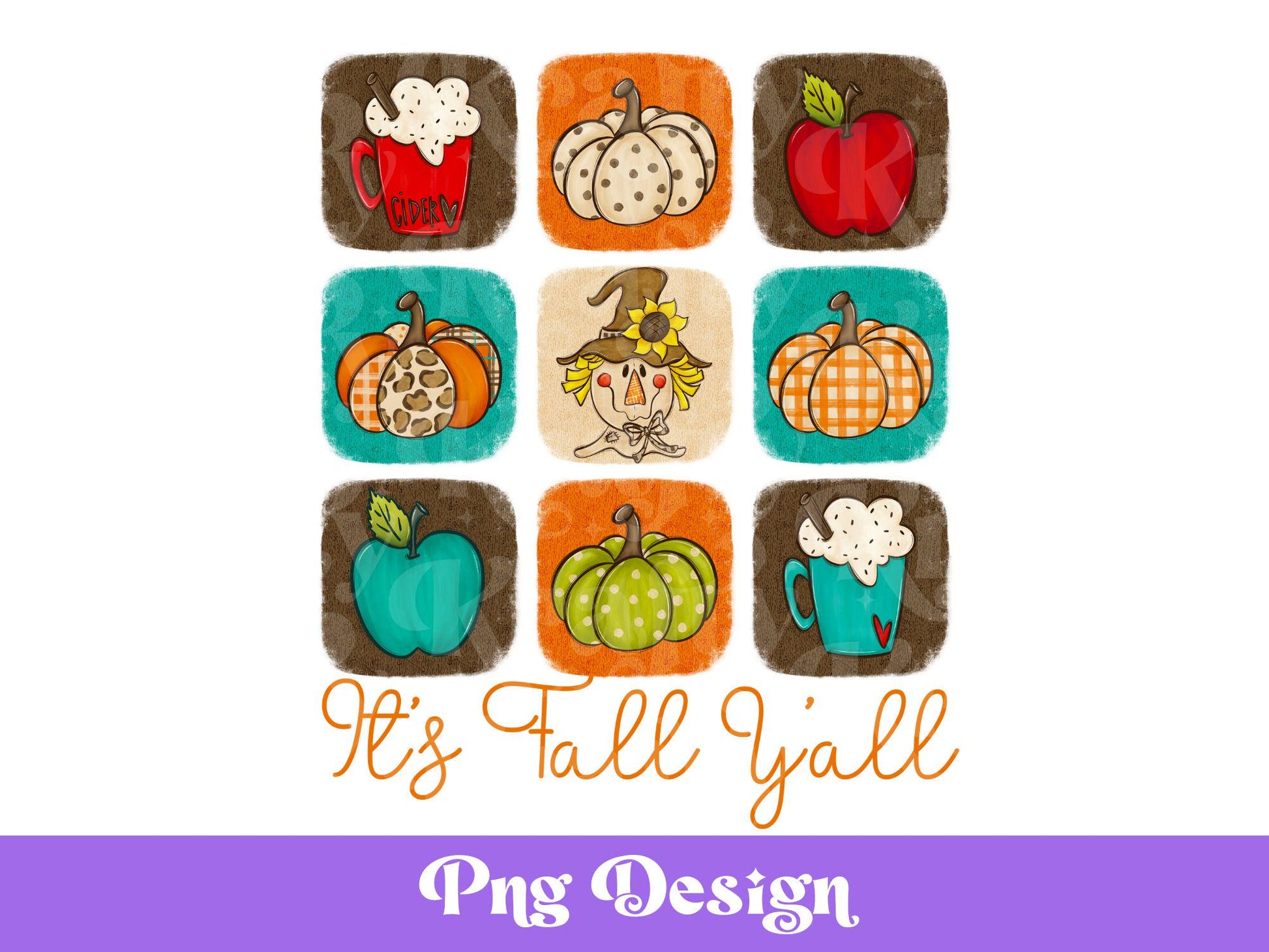 Fall Checkered PNG Design: Thanksgiving Clipart (Digital Download)