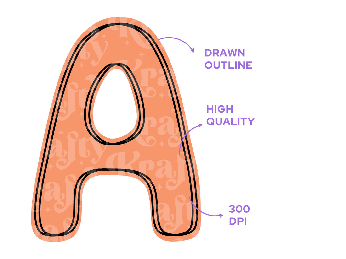 Hand Drawn Alphabet Sublimation Letters: Commercial Use Alpha Sets