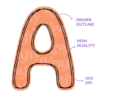 Hand Drawn Alphabet Sublimation Letters: Commercial Use Alpha Sets