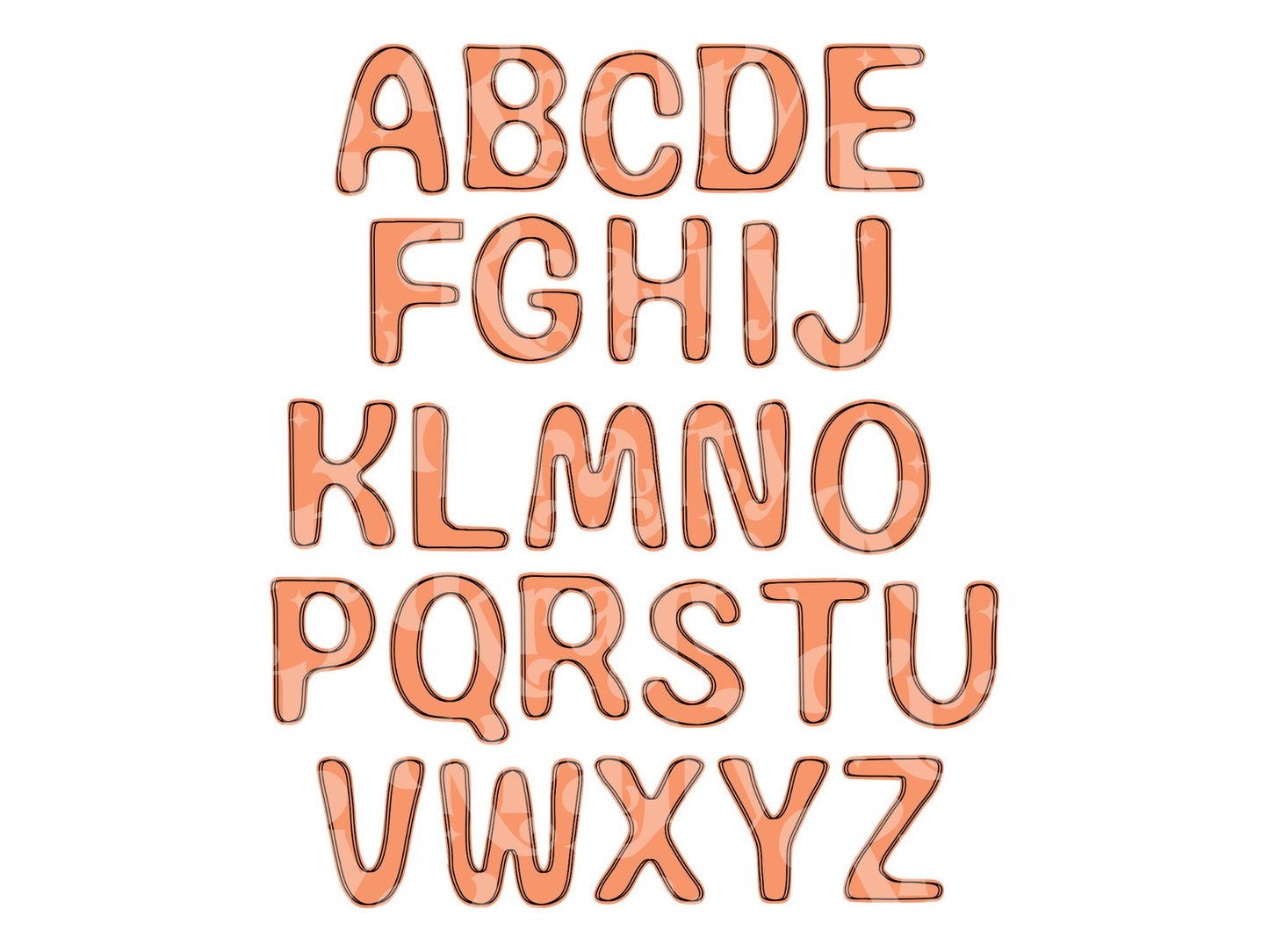Hand Drawn Alphabet Sublimation Letters: Commercial Use Alpha Sets