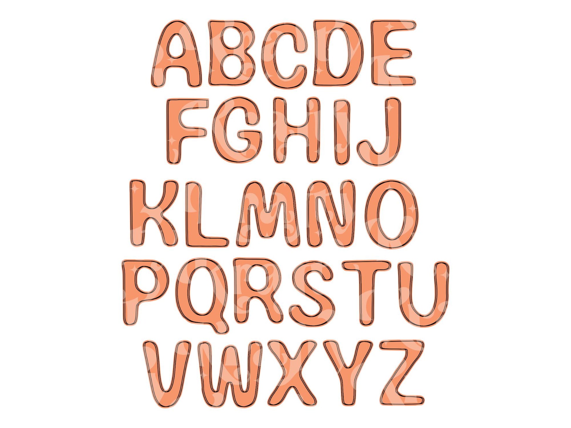 Hand Drawn Alphabet Sublimation Letters: Commercial Use Alpha Sets