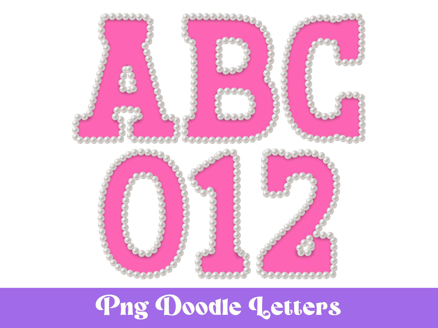 Pearl Alphabet Clipart: Hand-Drawn Doodle Letter Set (Digital File)