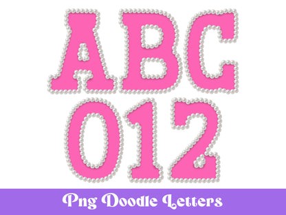 Pearl Alphabet Clipart: Hand-Drawn Doodle Letter Set (Digital File)