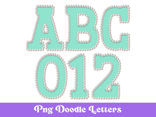 Pearl Alphabet Clipart: Hand-Drawn Doodle Letter Set (Digital File, PNG, Commercial Use Allowed)