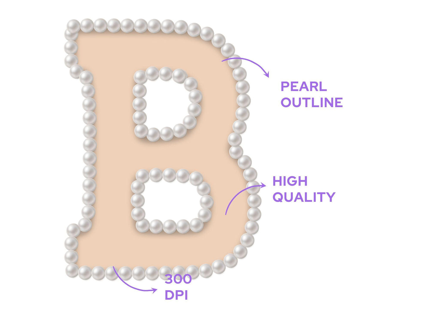 Pearl Alphabet Clipart: Hand-Drawn Doodle Letter Set (Digital File, PNG, Commercial Use Allowed)