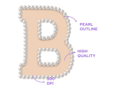 Pearl Alphabet Clipart: Hand-Drawn Doodle Letter Set (Digital File, PNG, Commercial Use Allowed)