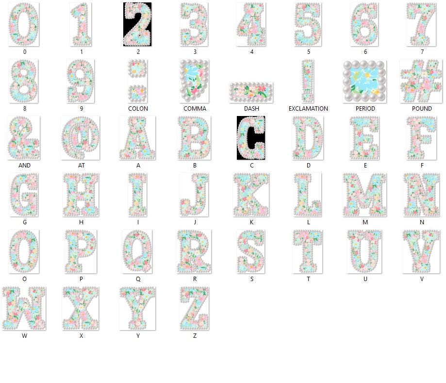 Watercolor Floral Alphabet Clipart: Pearl Alpha Set (Digital Download PNG Files)