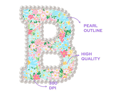 Watercolor Floral Alphabet Clipart: Pearl Alpha Set (Digital Download PNG Files)