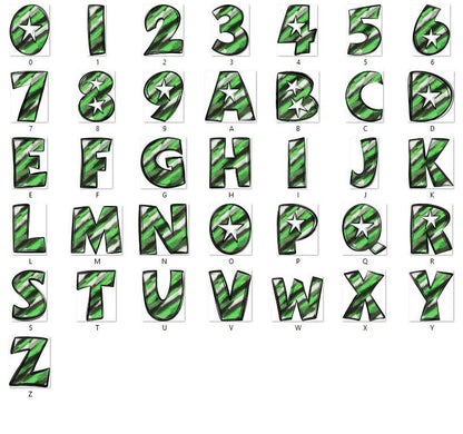 Doodle Alphabet Clipart: Star Alpha Set, Hand Drawn Letters (PNG Digital File)