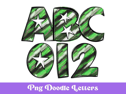 Doodle Alphabet Clipart: Star Alpha Set, Hand Drawn Letters (PNG Digital File)