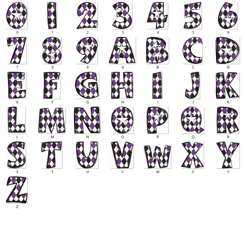 Doodle Alphabet Clipart: Star Alpha Set, Hand Drawn Letters (PNG Digital File)