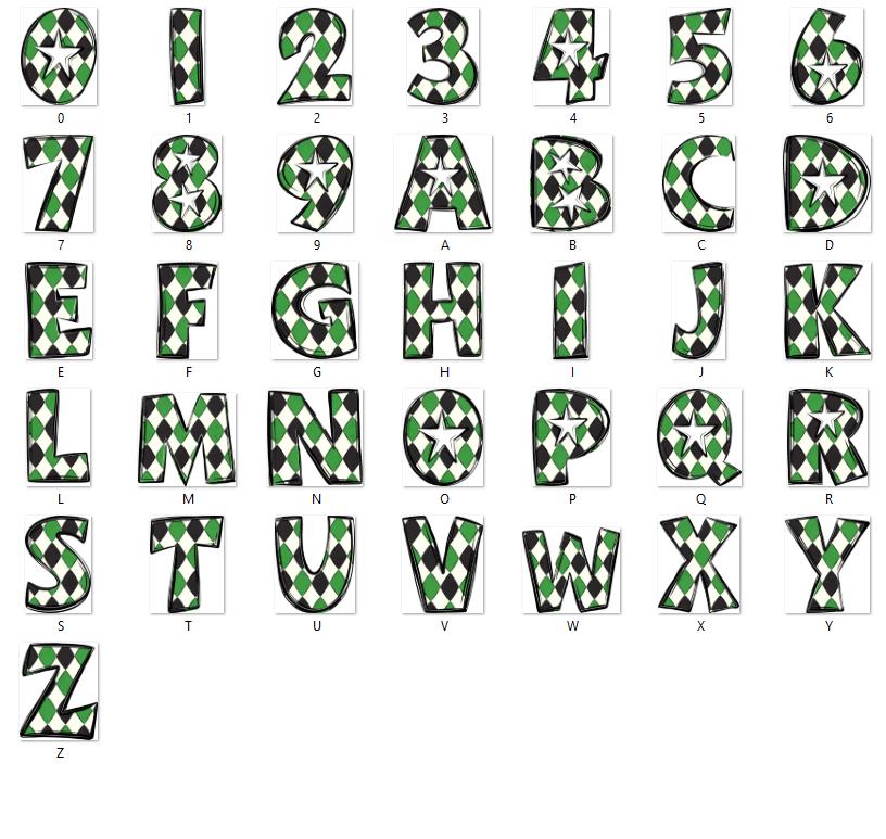 Doodle Alphabet Clipart: Star Alpha Set, Hand Drawn Letters (PNG Digital File)
