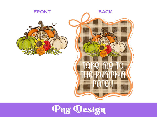 Pumpkin Patch PNG Design: Plaid, Leopard Print Clipart (Digital Download