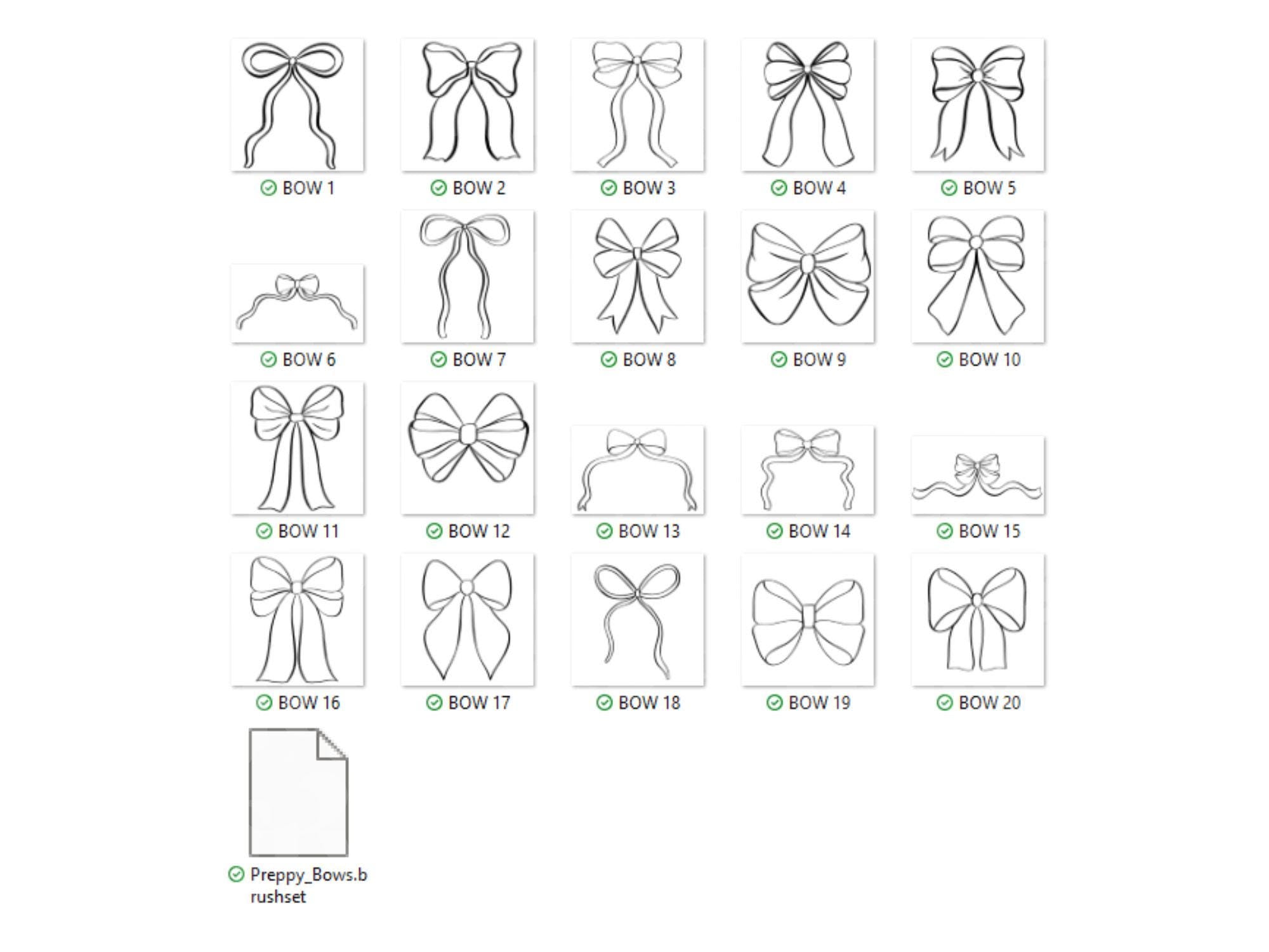 Bow Procreate Stamps: Preppy Coquette Digital Brush Bundle (Commercial Use, PNGs Included)
