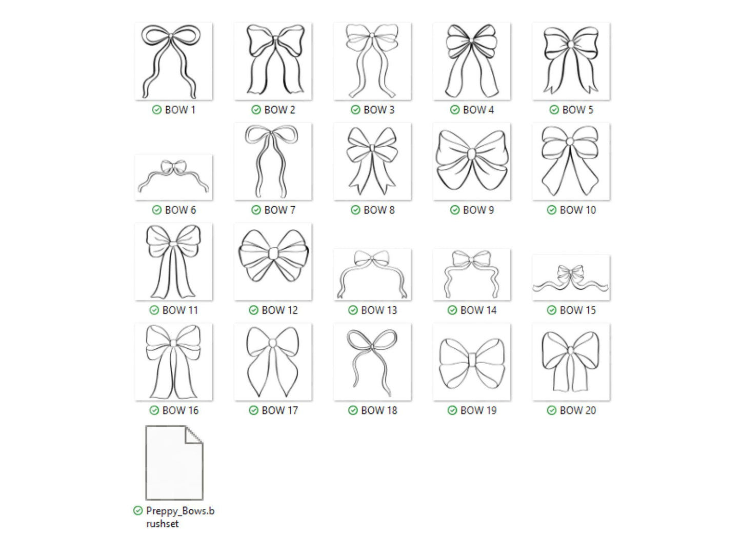 Bow Stamps: Preppy Coquette Digital Brush Bundle (Commercial Use, PNGs Included)