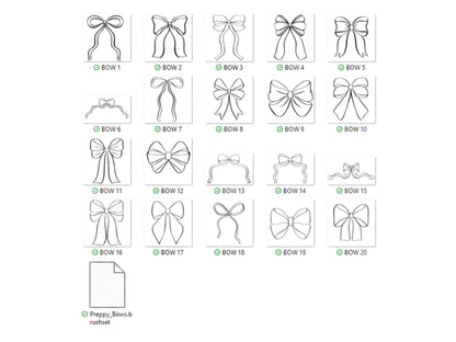 Bow Stamps: Preppy Coquette Digital Brush Bundle (Commercial Use, PNGs Included)