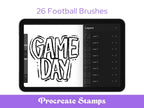 Preppy Football Procreate Stamps, Procreate, Hand Drawn, Coquette Bow, Cheer