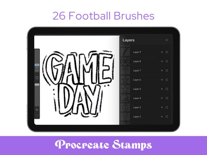 Preppy Football Stamps, , Hand Drawn, Coquette Bow, Cheer