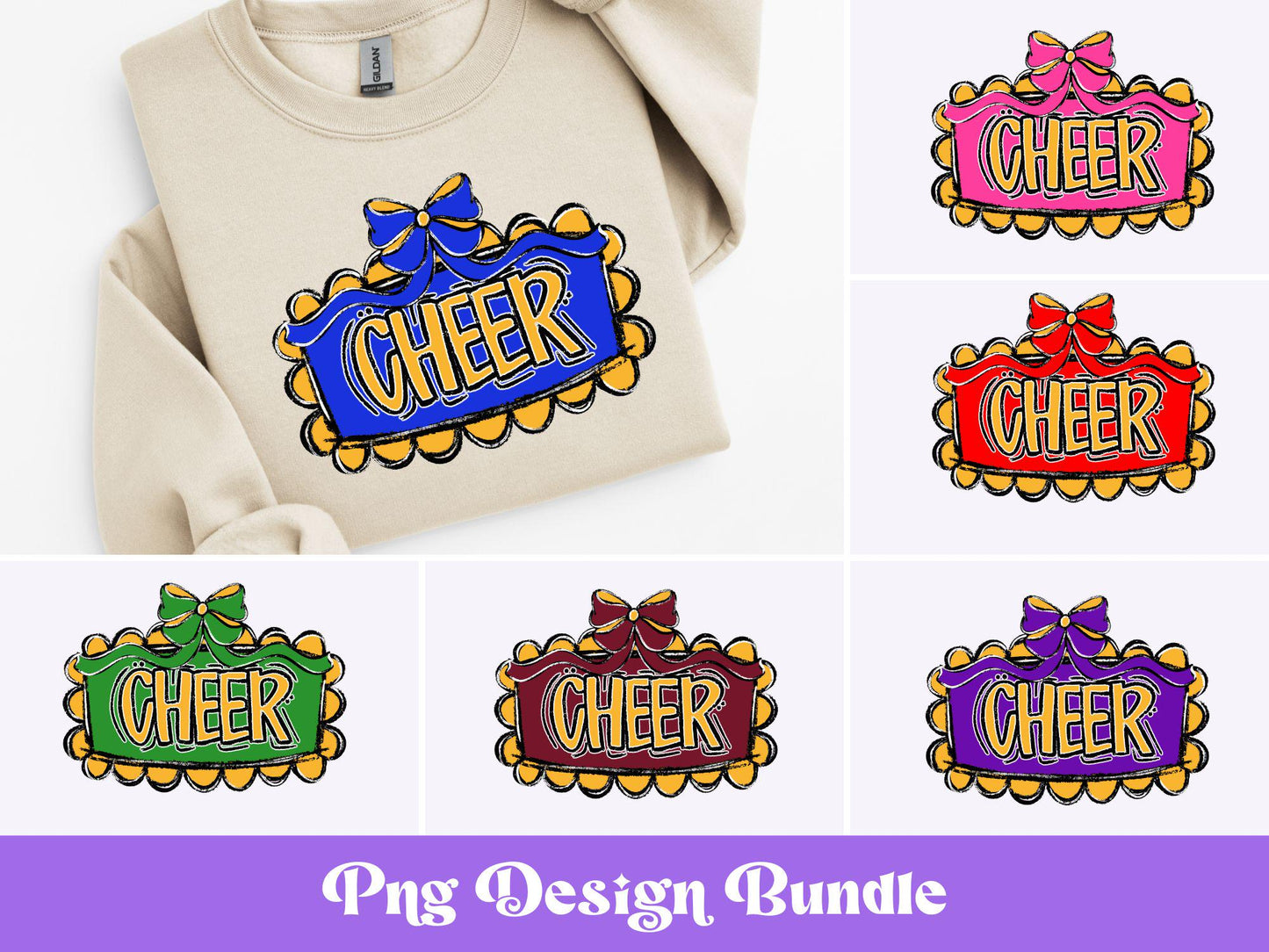 Cheer PNG Bundle: Coquette Bow, Game Day Shirt Design (Digital Download)