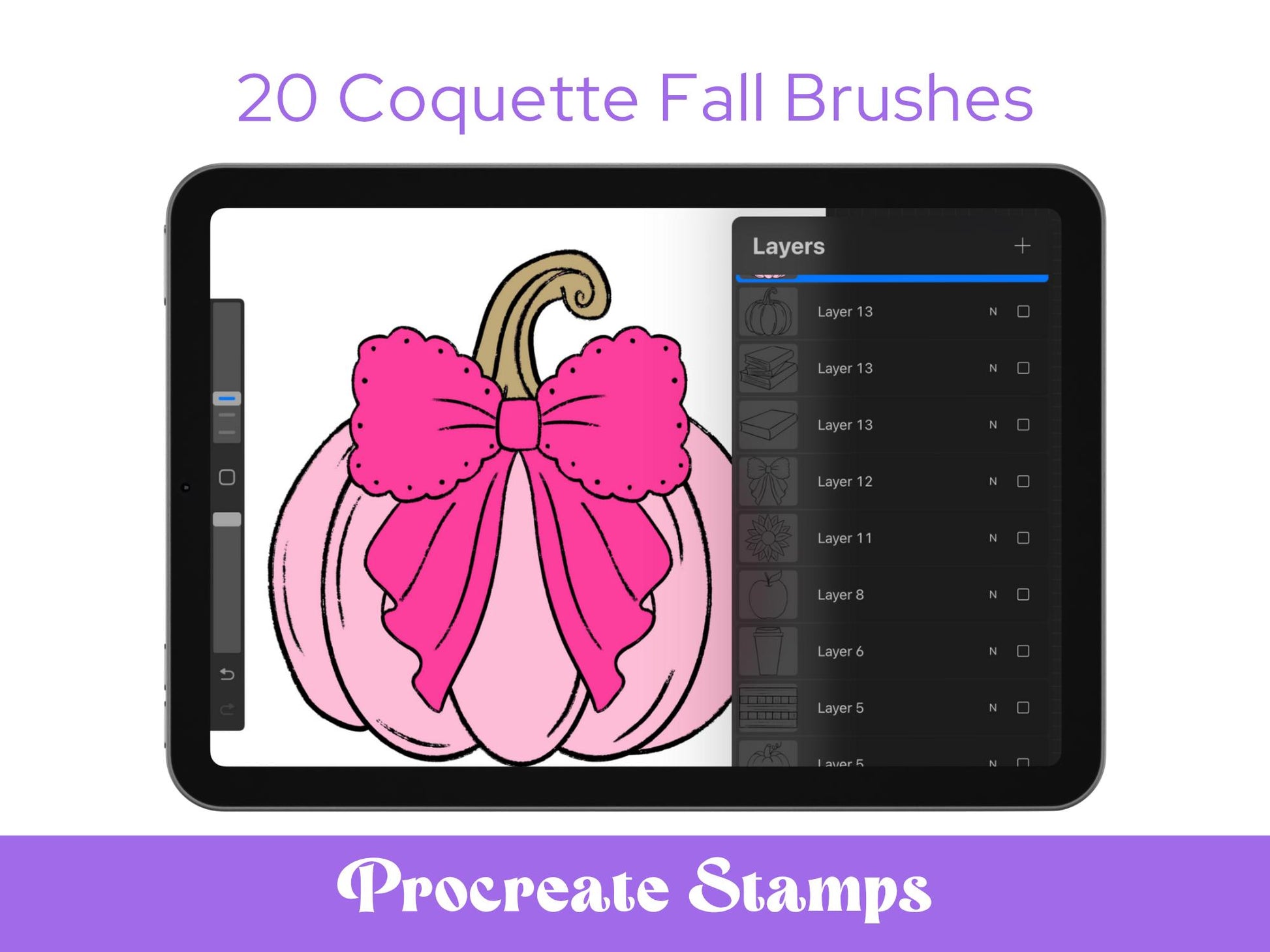 Preppy Fall Stamps: Coquette Bows, Pumpkin Designs (Digital)