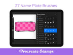 Name Plate Procreate Stamps: Preppy Coquette Brush Bundle (Commercial Use, Digital Download)