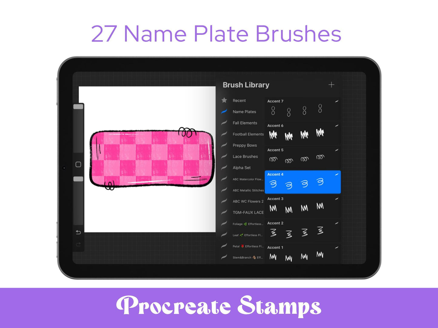 Name Plate Stamps: Preppy Coquette Brush Bundle (Commercial Use, Digital Download)