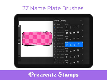 Name Plate Stamps: Preppy Coquette Brush Bundle (Commercial Use, Digital Download)