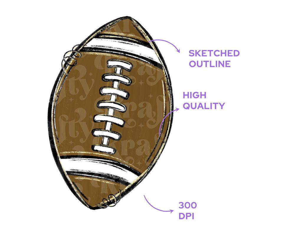 Football Clipart PNG Bundle, Hand Drawn, Commercial Use, School Spirit, Green and Gold Glitter