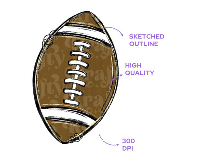 Football Clipart PNG Bundle, Hand Drawn, Commercial Use, School Spirit