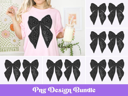 Pearl Coquette Bow PNG Bundle: Glitter Leopard Print, Shirt Design (Digital Download)