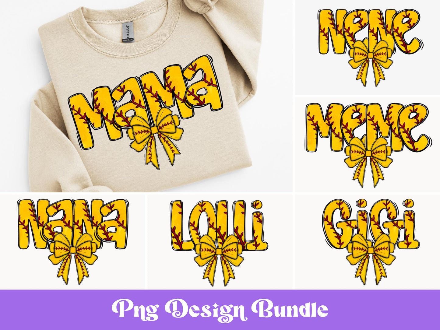 Softball PNG Bundle: Coquette Bow Clipart, Sublimation Designs (Digital File)